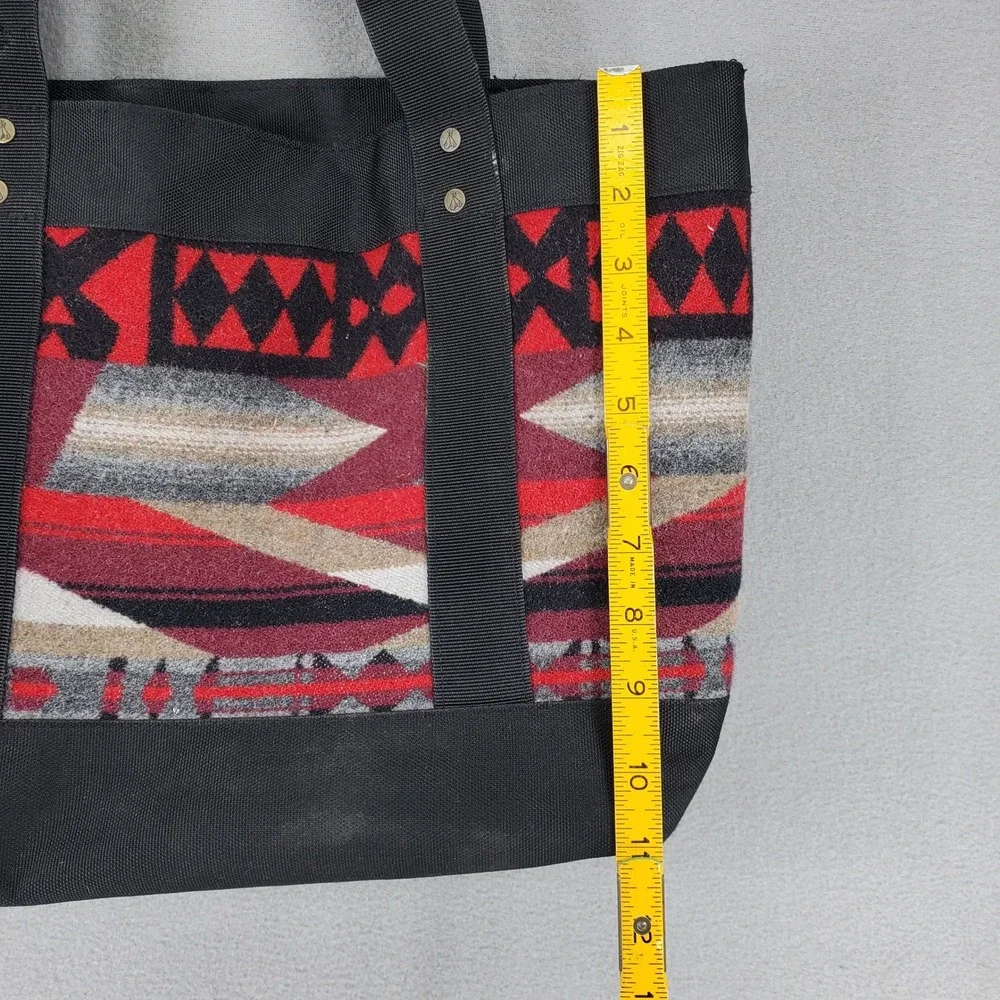 Pendleton Tote Bag Black Red Southwestern Geometric Wool Canvas Cabin Travel